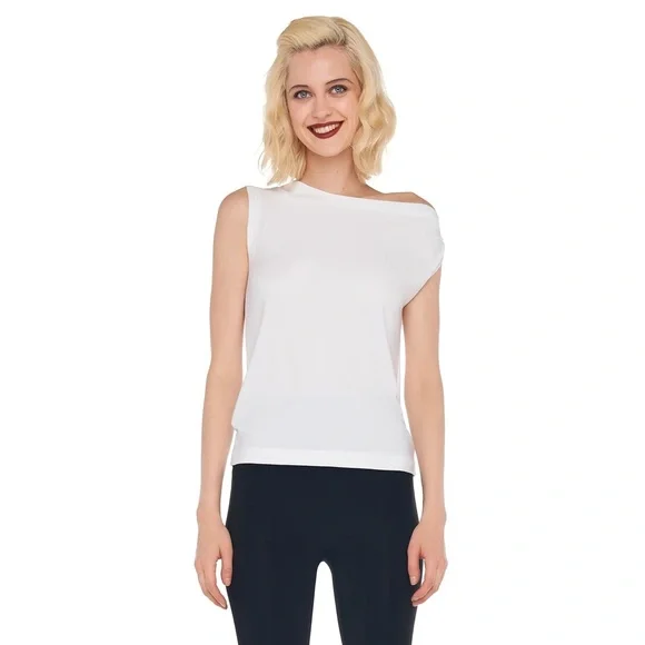 Norma Kamali Cream Sleeveless Drape Top - Picture 3 of 3